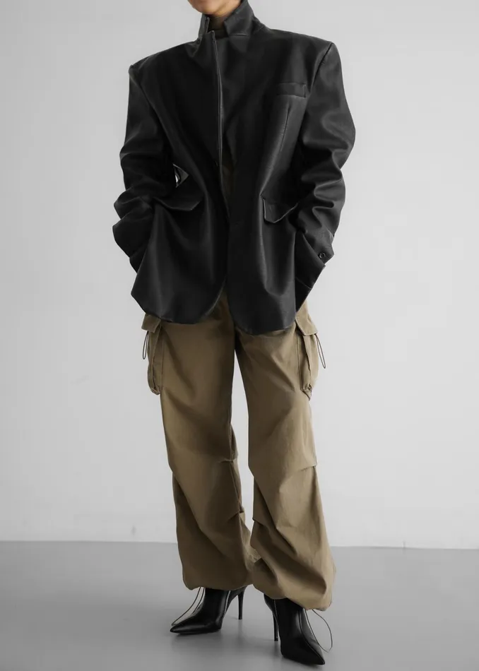 The Frankie Shop Outerwear Kelso Faux Leather Blazer 8211 Black 8211 Women