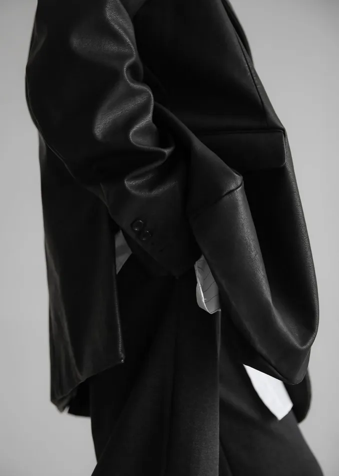 The Frankie Shop Outerwear Kelso Faux Leather Blazer 8211 Black 8211 Women