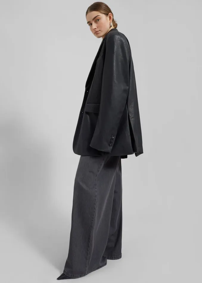 The Frankie Shop Outerwear Kelso Faux Leather Blazer 8211 Black 8211 Women