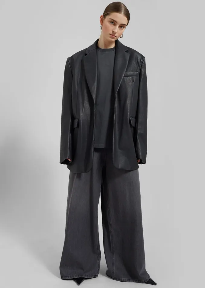 The Frankie Shop Outerwear Kelso Faux Leather Blazer 8211 Black 8211 Women