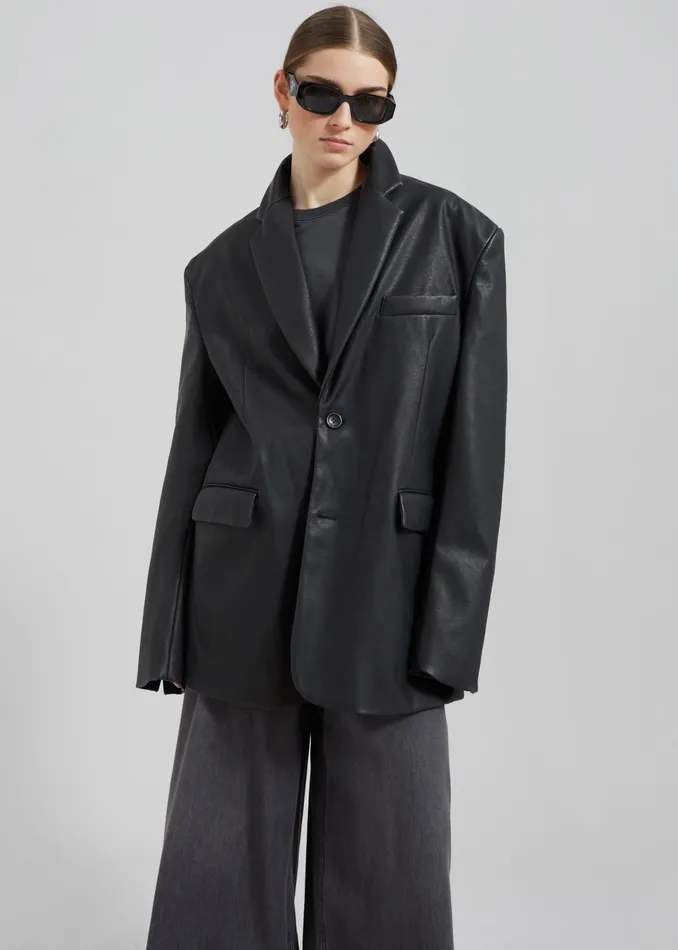 The Frankie Shop Outerwear Kelso Faux Leather Blazer 8211 Black 8211 Women