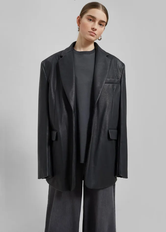 The Frankie Shop Outerwear Kelso Faux Leather Blazer 8211 Black 8211 Women