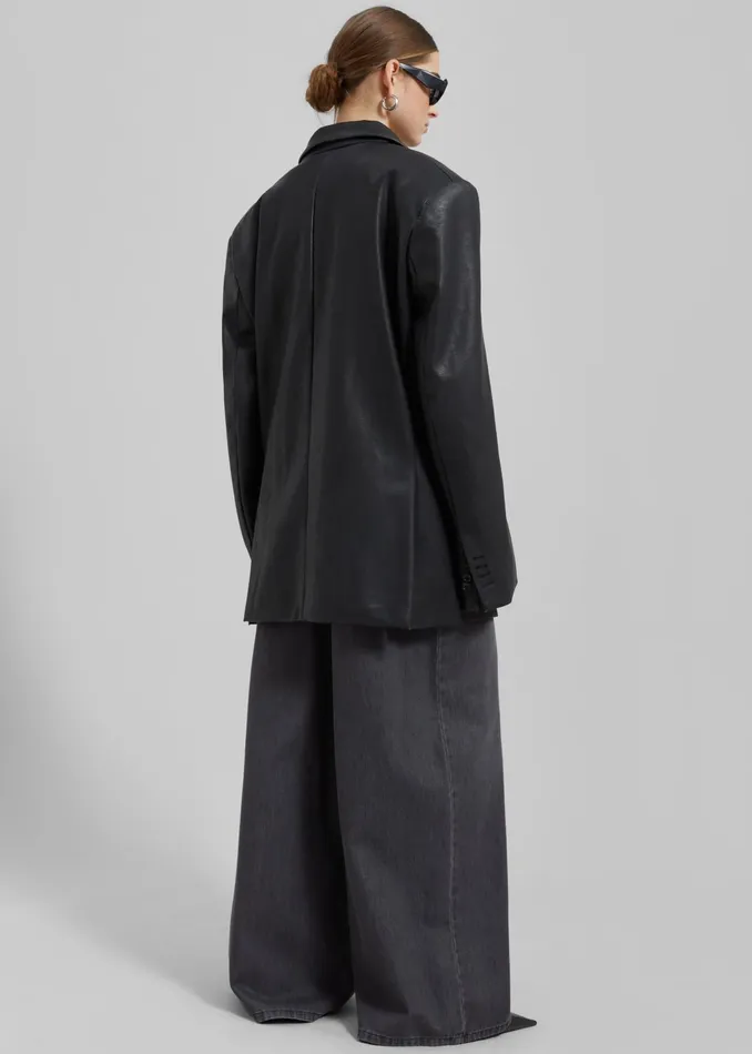 The Frankie Shop Outerwear Kelso Faux Leather Blazer 8211 Black 8211 Women
