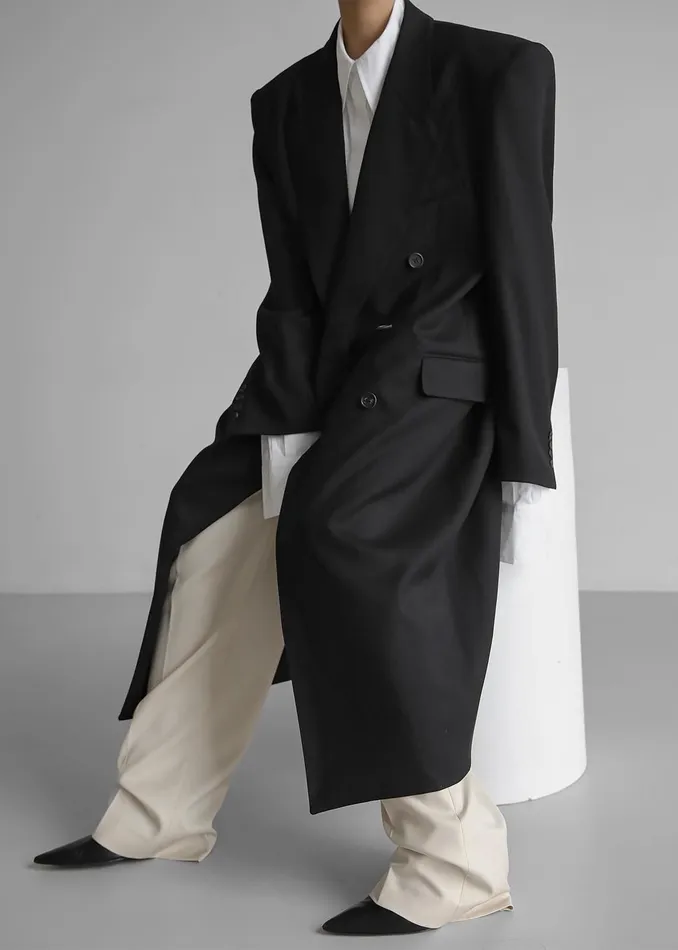 The Frankie Shop Outerwear London Double Breasted Coat 8211 Black 8211 Women