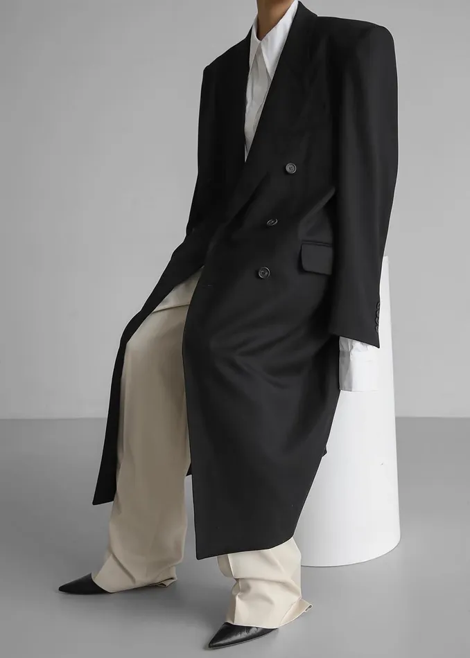 The Frankie Shop Outerwear London Double Breasted Coat 8211 Black 8211 Women