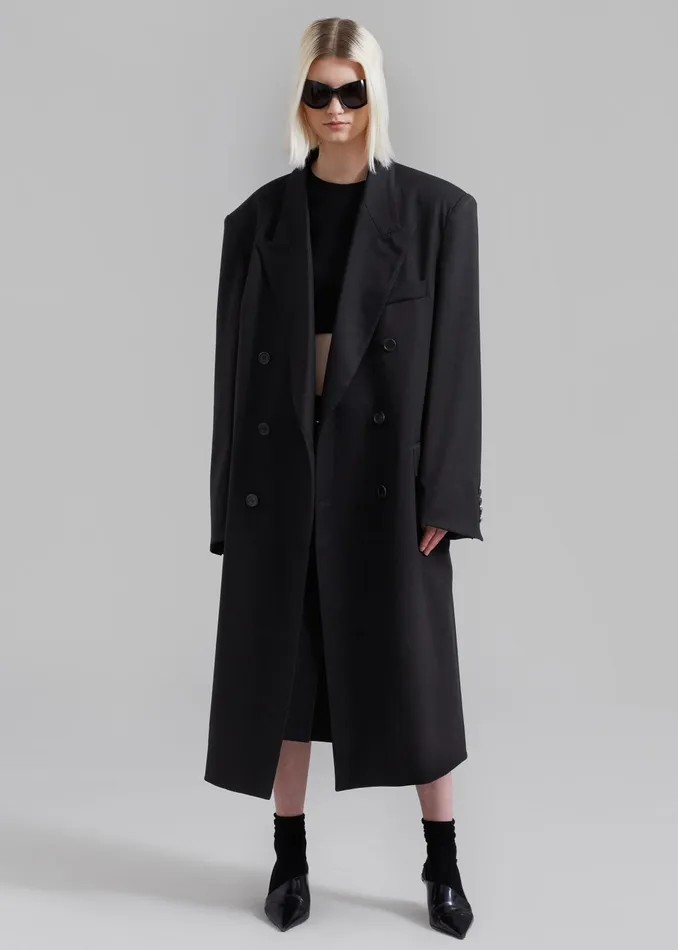 The Frankie Shop Outerwear London Double Breasted Coat 8211 Black 8211 Women