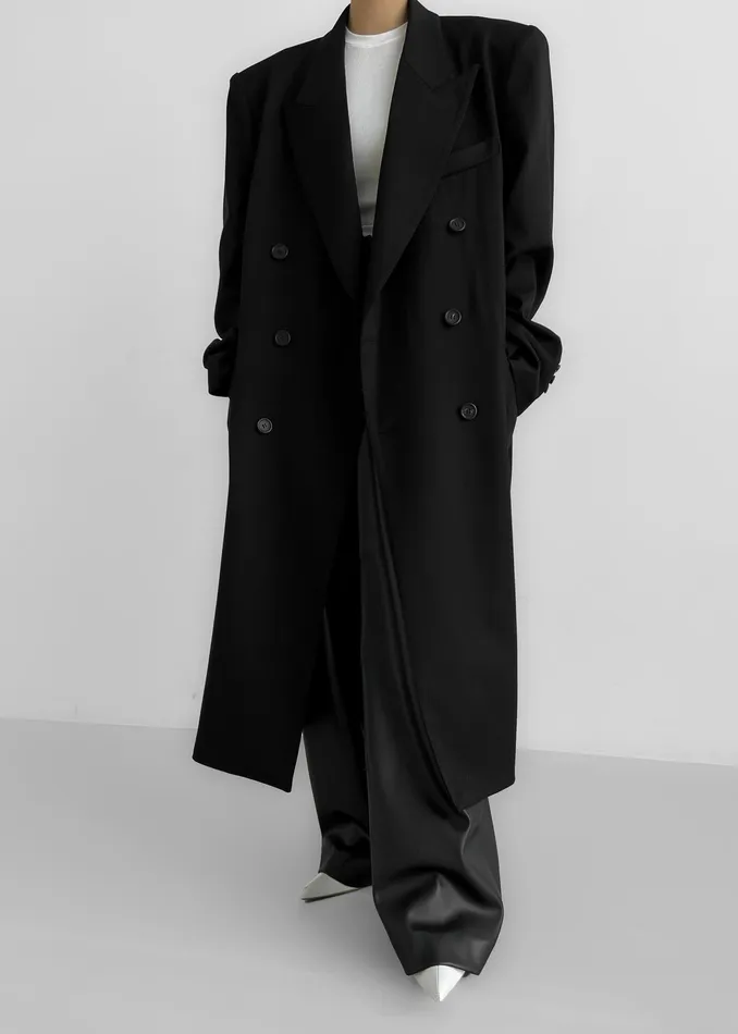 The Frankie Shop Outerwear London Double Breasted Coat 8211 Black 8211 Women