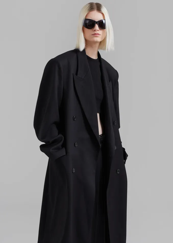 The Frankie Shop Outerwear London Double Breasted Coat 8211 Black 8211 Women