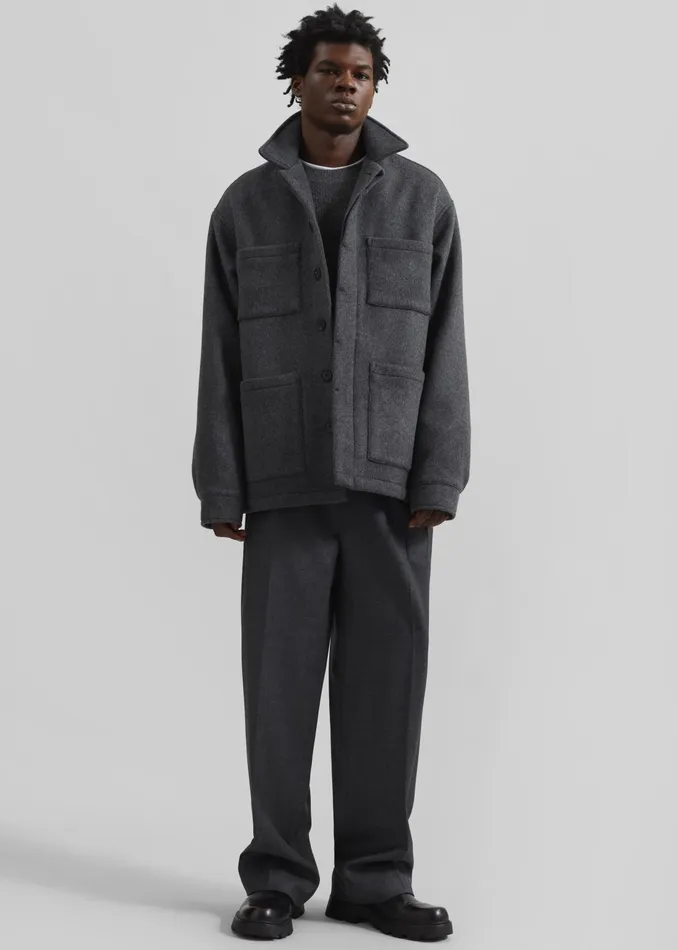The Frankie Shop Outerwear Mason Boxy Wool Jacket 8211 Charcoal 8211 Men