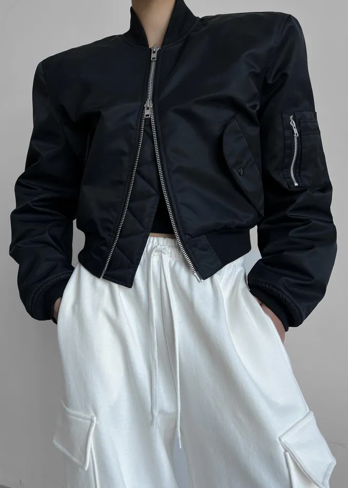 The Frankie Shop Outerwear Mati Cropped Padded Bomber 8211 Black 8211 Women