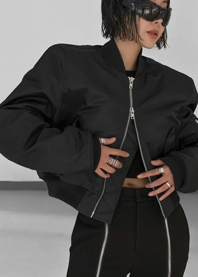 The Frankie Shop Outerwear Mati Cropped Padded Bomber 8211 Black 8211 Women
