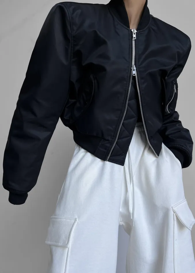 The Frankie Shop Outerwear Mati Cropped Padded Bomber 8211 Black 8211 Women