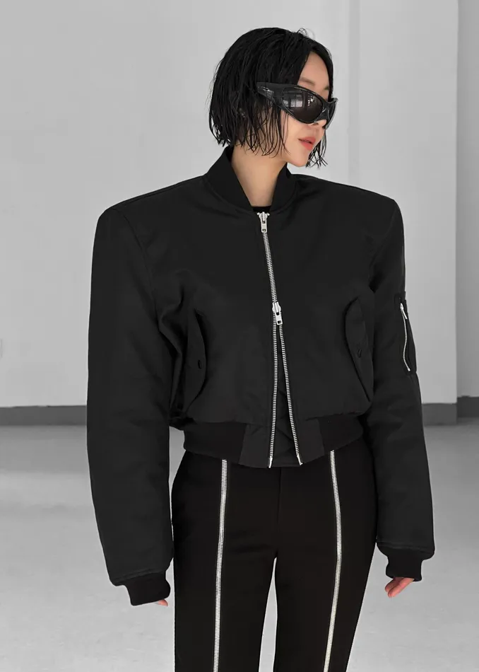 The Frankie Shop Outerwear Mati Cropped Padded Bomber 8211 Black 8211 Women