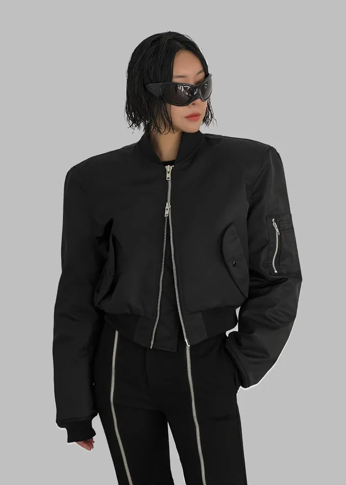 The Frankie Shop Outerwear Mati Cropped Padded Bomber 8211 Black 8211 Women