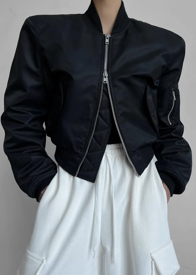 The Frankie Shop Outerwear Mati Cropped Padded Bomber 8211 Black 8211 Women