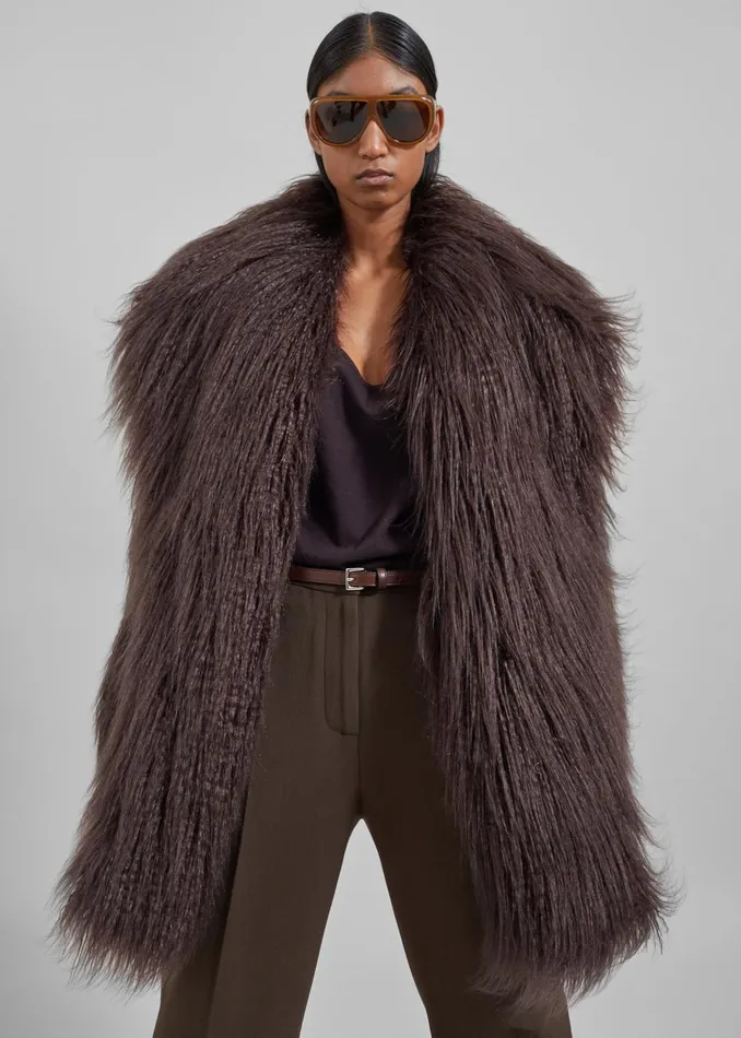 The Frankie Shop Outerwear Miley Faux Fur Jacket 8211 Brown 8211 Women