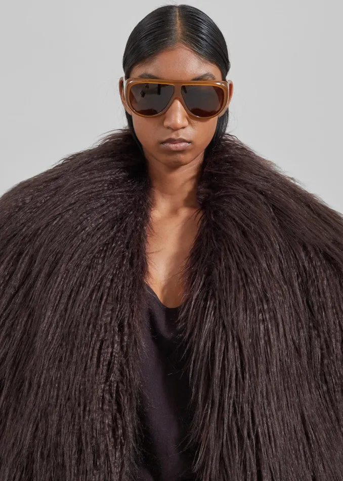 The Frankie Shop Outerwear Miley Faux Fur Jacket 8211 Brown 8211 Women