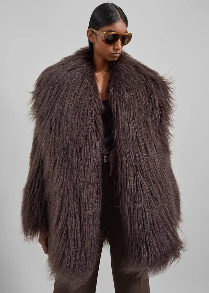 The Frankie Shop Outerwear Miley Faux Fur Jacket 8211 Brown 8211 Women
