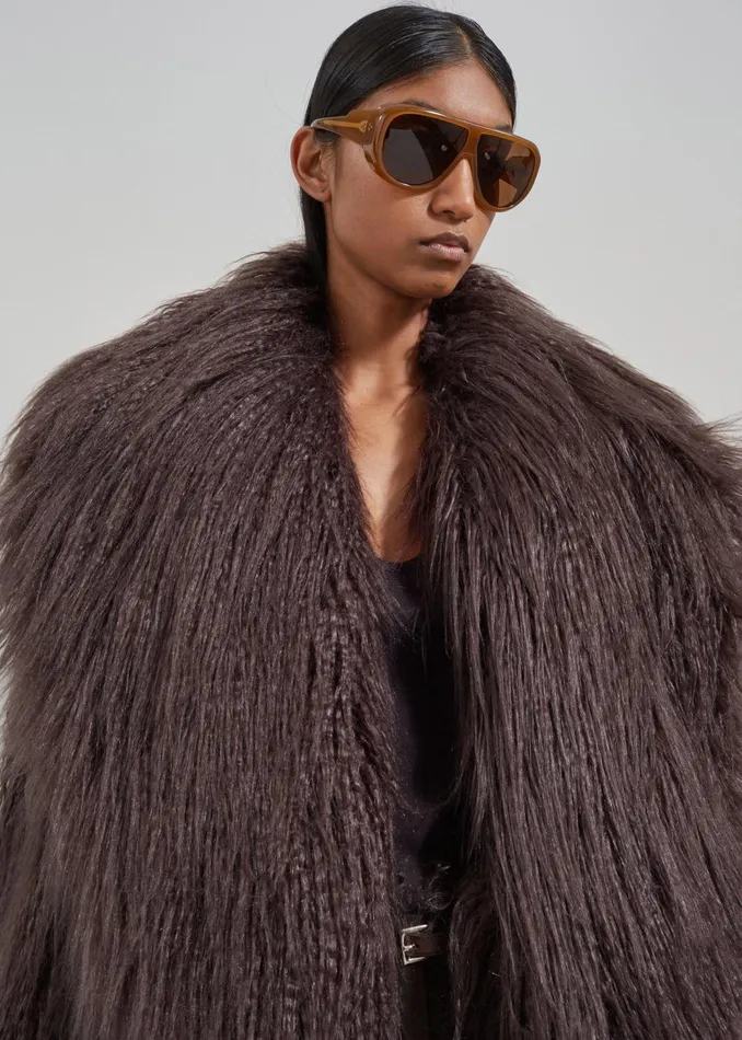 The Frankie Shop Outerwear Miley Faux Fur Jacket 8211 Brown 8211 Women