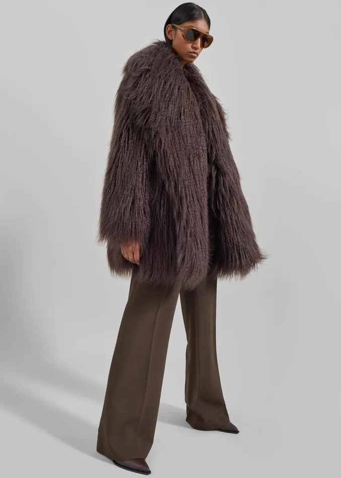 The Frankie Shop Outerwear Miley Faux Fur Jacket 8211 Brown 8211 Women
