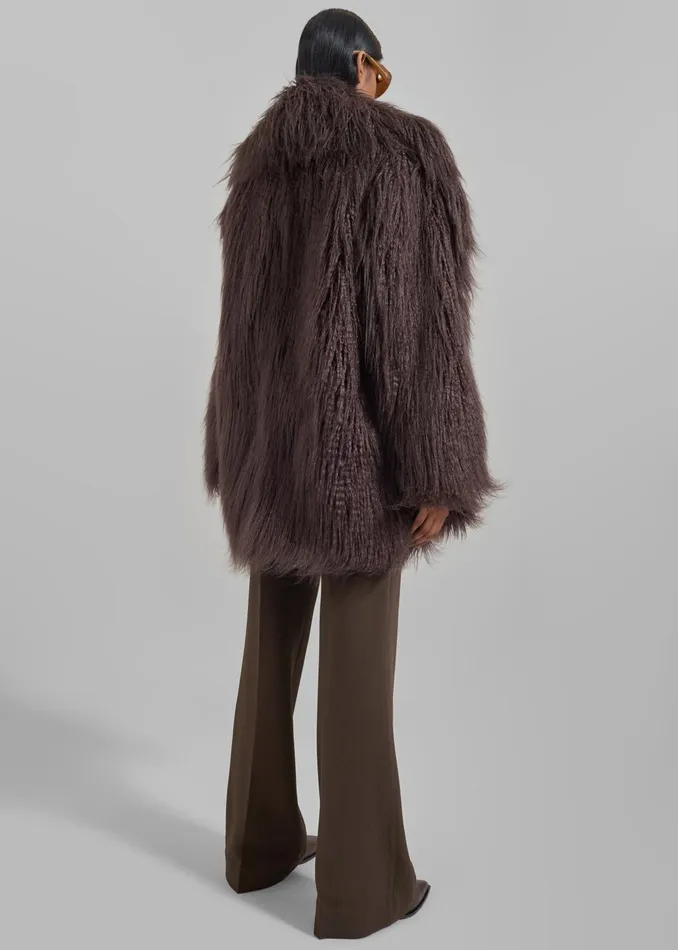 The Frankie Shop Outerwear Miley Faux Fur Jacket 8211 Brown 8211 Women