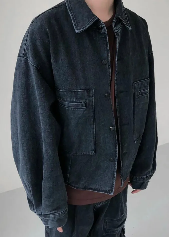 The Frankie Shop Outerwear Miller Denim Jacket 8211 Black Wash 8211 Men
