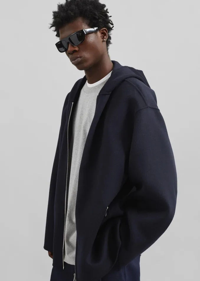 The Frankie Shop Outerwear Rye Hooded Wool Jacket 8211 Navy 8211 Men