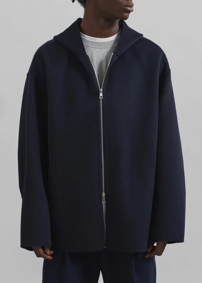 The Frankie Shop Outerwear Rye Hooded Wool Jacket 8211 Navy 8211 Men