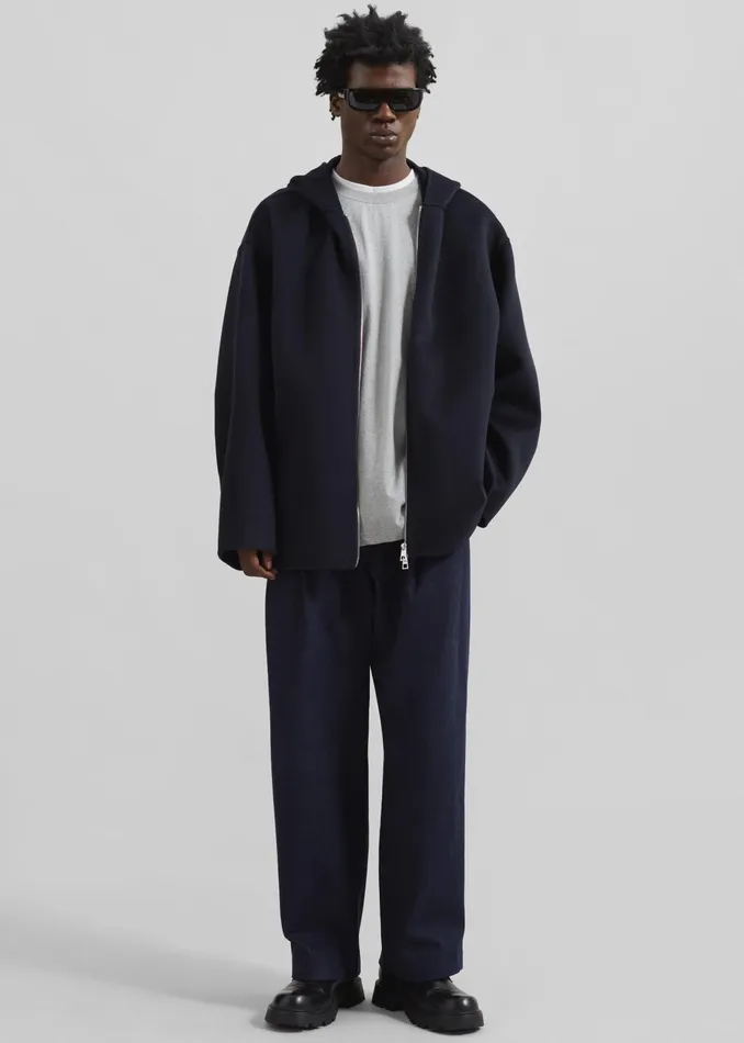 The Frankie Shop Outerwear Rye Hooded Wool Jacket 8211 Navy 8211 Men