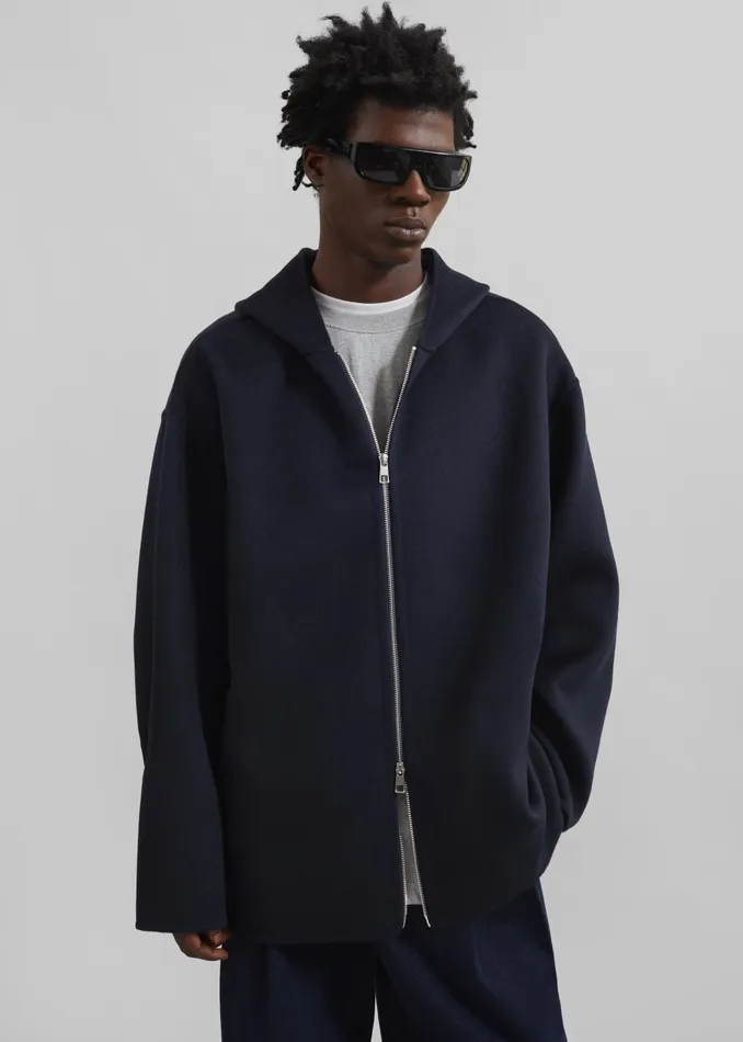 The Frankie Shop Outerwear Rye Hooded Wool Jacket 8211 Navy 8211 Men