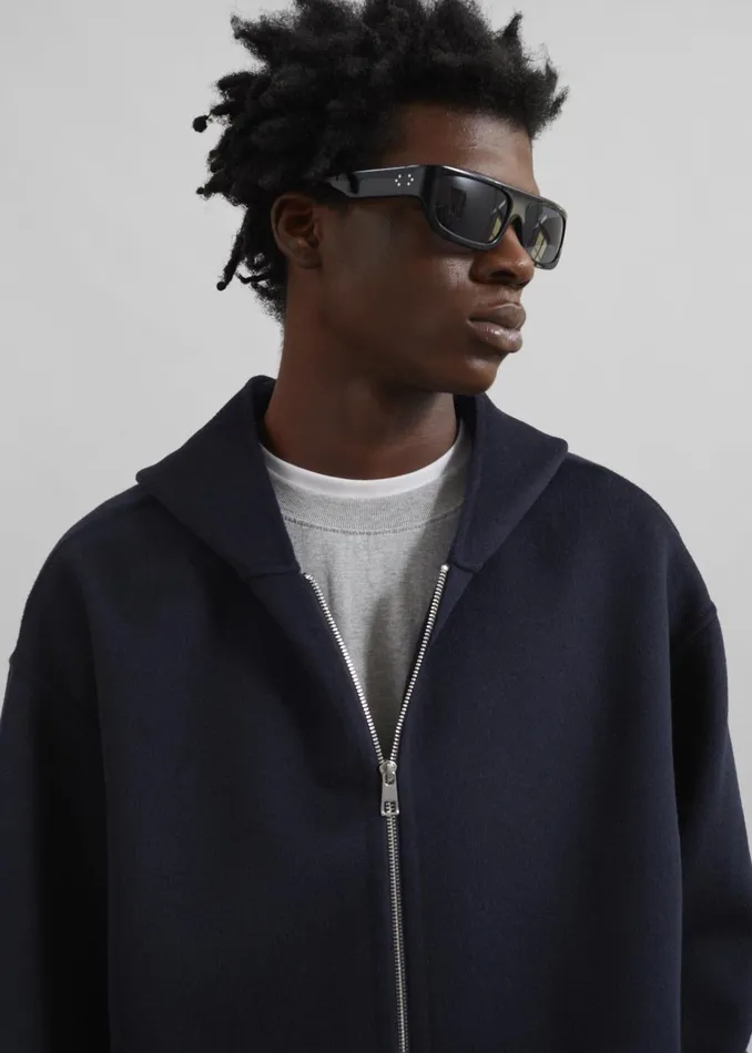 The Frankie Shop Outerwear Rye Hooded Wool Jacket 8211 Navy 8211 Men