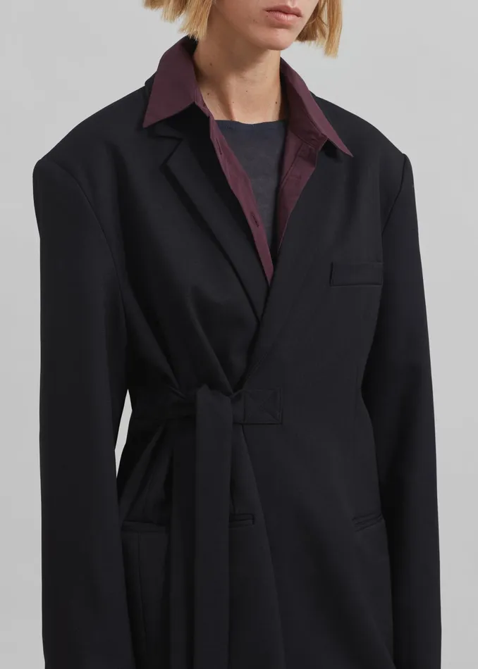 The Frankie Shop Outerwear Whiteney Tie Up Blazer 8211 Black 8211 Women
