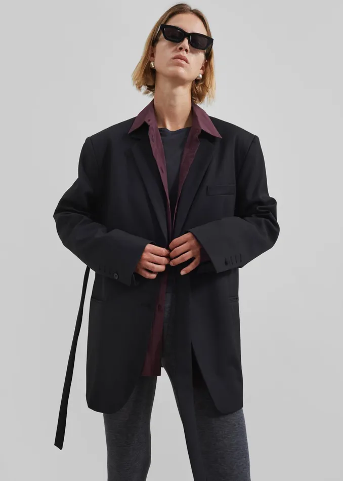 The Frankie Shop Outerwear Whiteney Tie Up Blazer 8211 Black 8211 Women