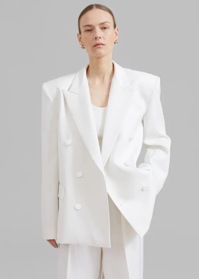 The Frankie Shop Outerwear Zia Covered Buttons Blazer 8211 White 8211 Women