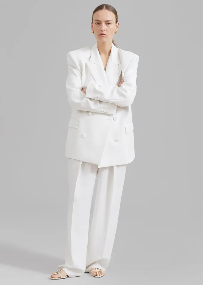 The Frankie Shop Outerwear Zia Covered Buttons Blazer 8211 White 8211 Women