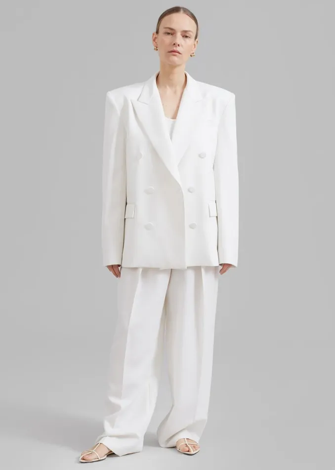 The Frankie Shop Outerwear Zia Covered Buttons Blazer 8211 White 8211 Women
