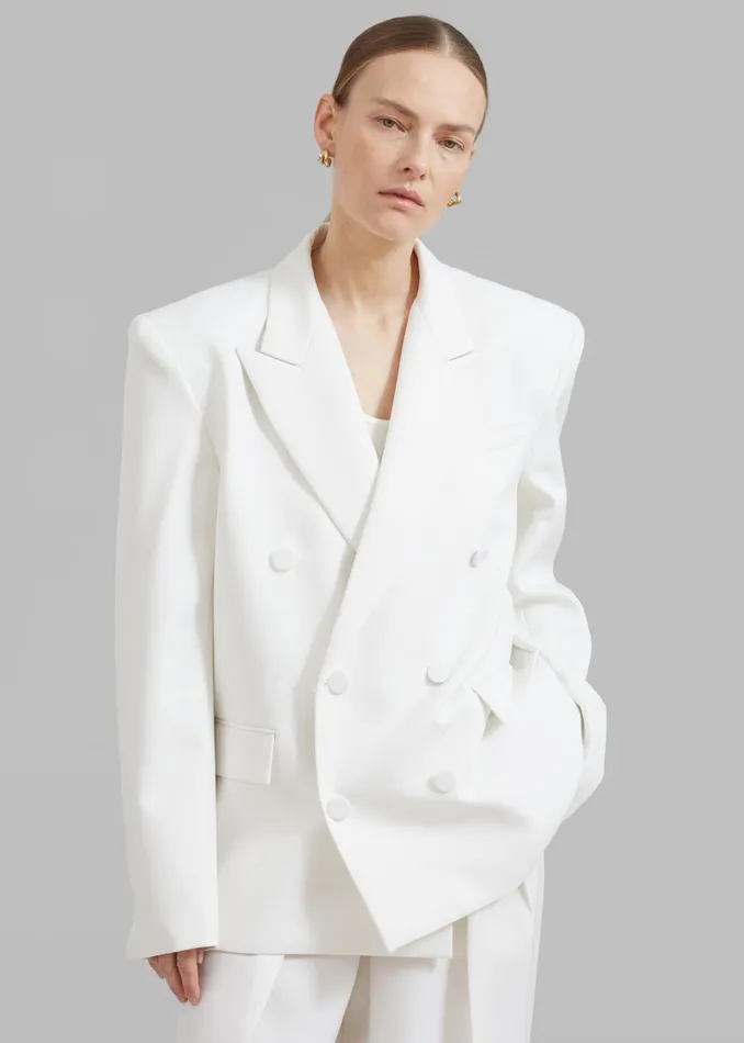 The Frankie Shop Outerwear Zia Covered Buttons Blazer 8211 White 8211 Women