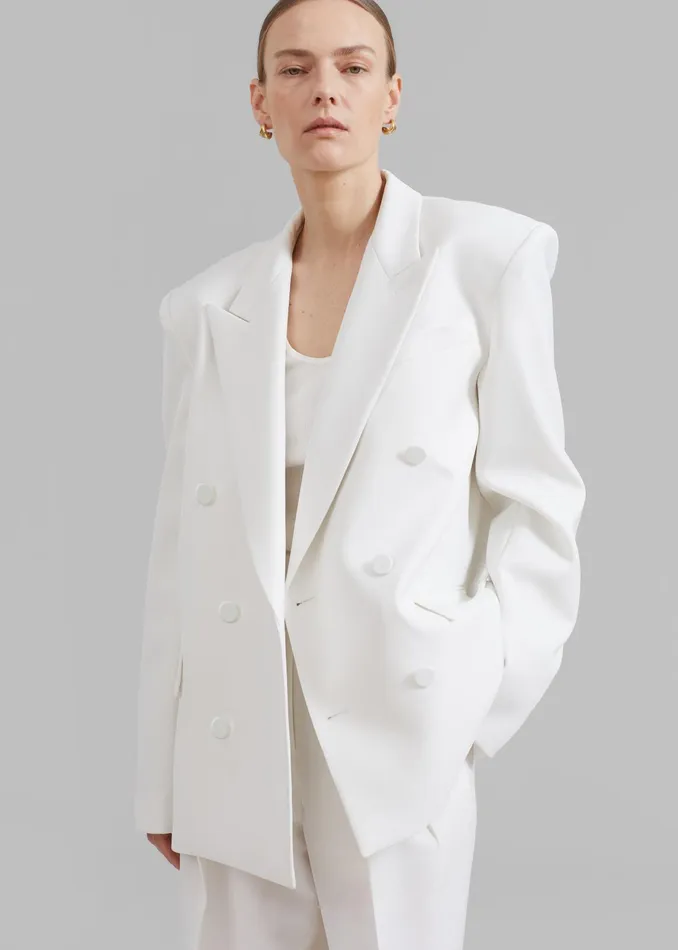 The Frankie Shop Outerwear Zia Covered Buttons Blazer 8211 White 8211 Women
