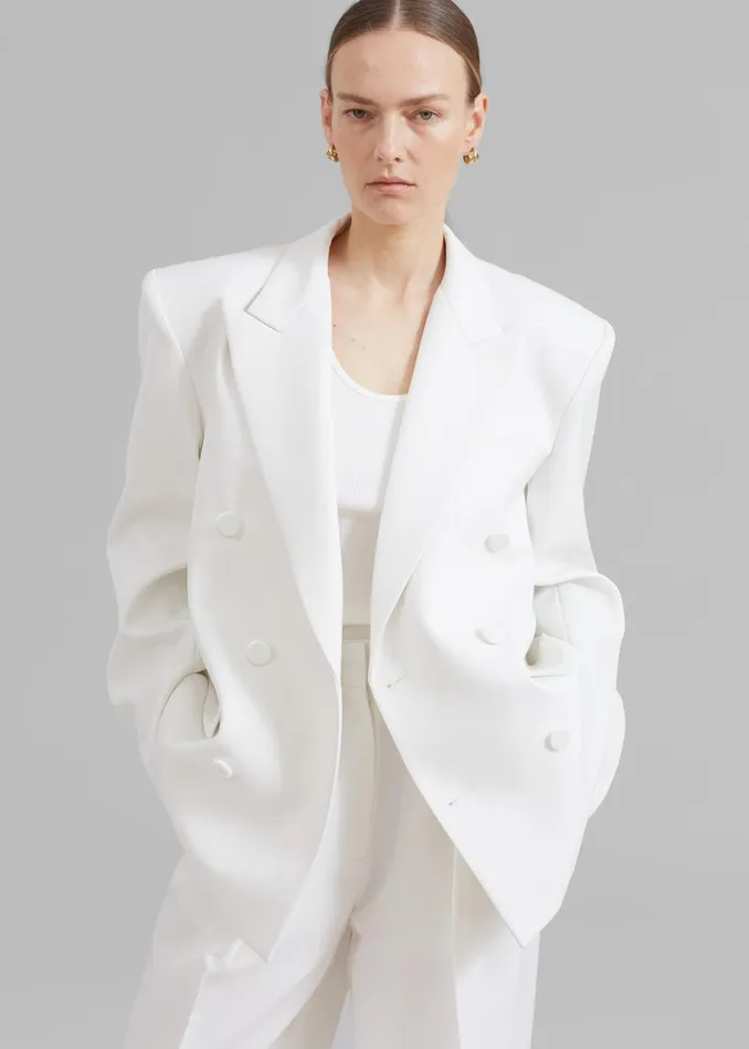 The Frankie Shop Outerwear Zia Covered Buttons Blazer 8211 White 8211 Women