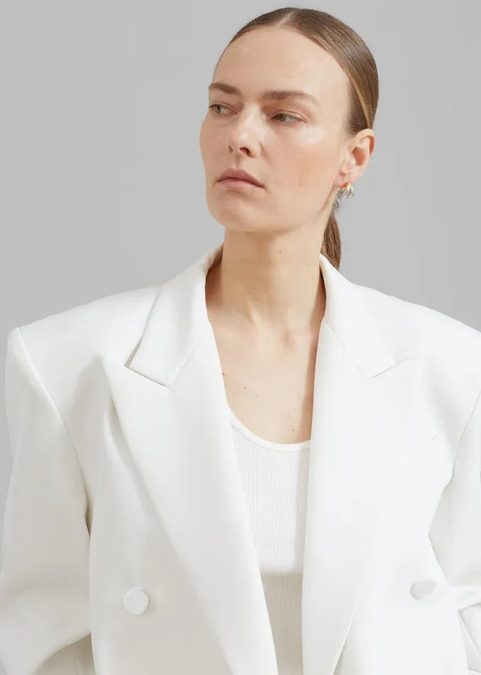 The Frankie Shop Outerwear Zia Covered Buttons Blazer 8211 White 8211 Women