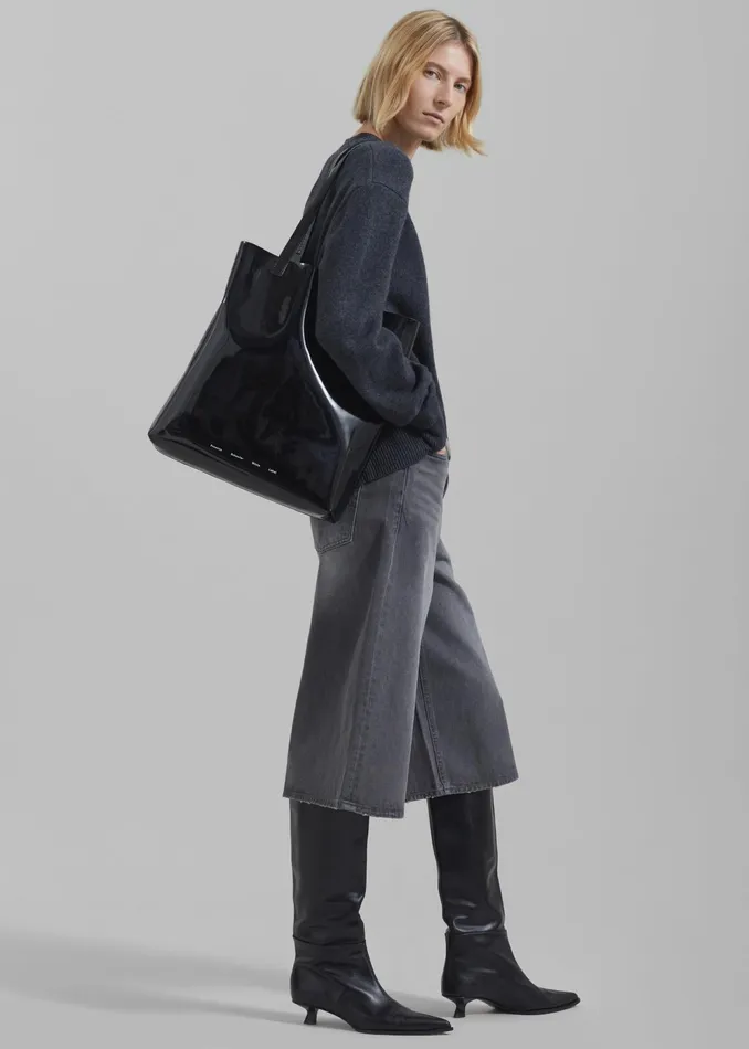 The Frankie Shop Proenza Schouler White Label Walker Patent Tote Bag 8211 Black 8211 Women