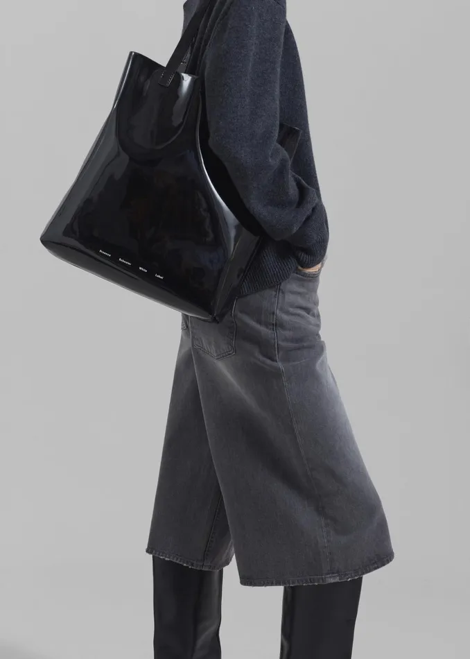 The Frankie Shop Proenza Schouler White Label Walker Patent Tote Bag 8211 Black 8211 Women
