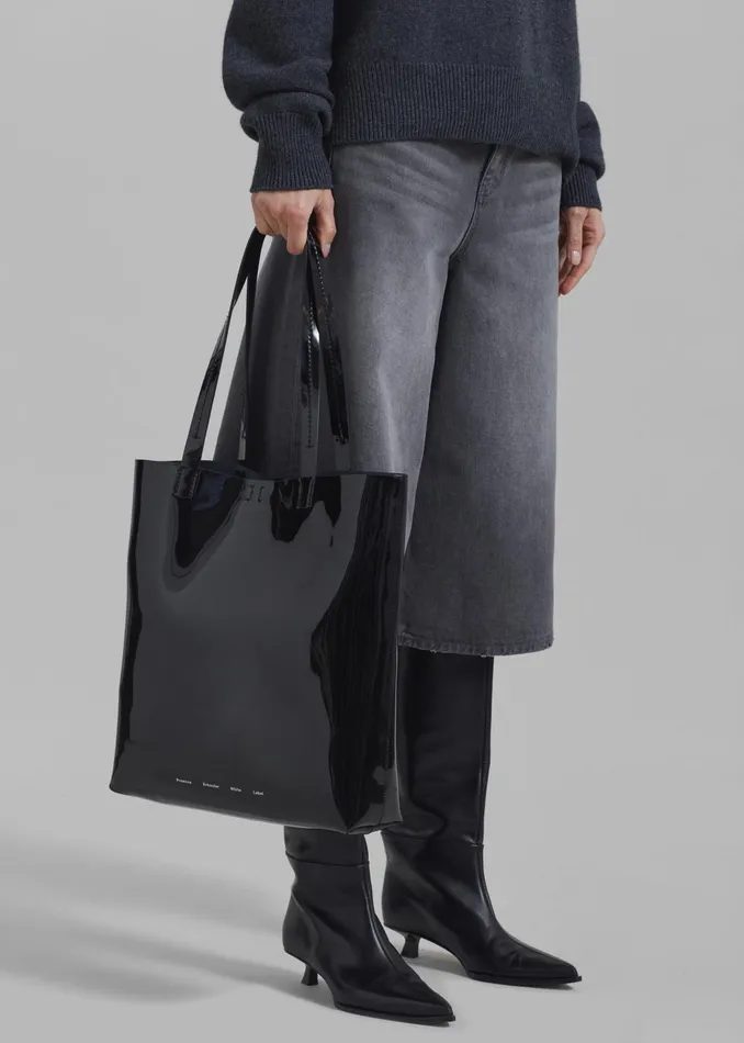 The Frankie Shop Proenza Schouler White Label Walker Patent Tote Bag 8211 Black 8211 Women