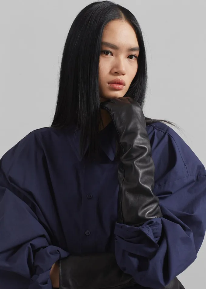 The Frankie Shop Rosvik Long Leather Gloves 8211 Black 8211 Women
