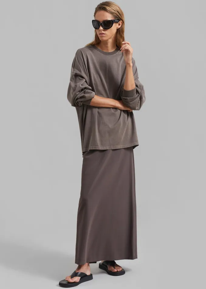 The Frankie Shop Tops Collins Long Sleeve Tee 8211 Brown 8211 Women
