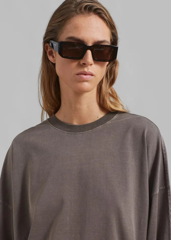 The Frankie Shop Tops Collins Long Sleeve Tee 8211 Brown 8211 Women