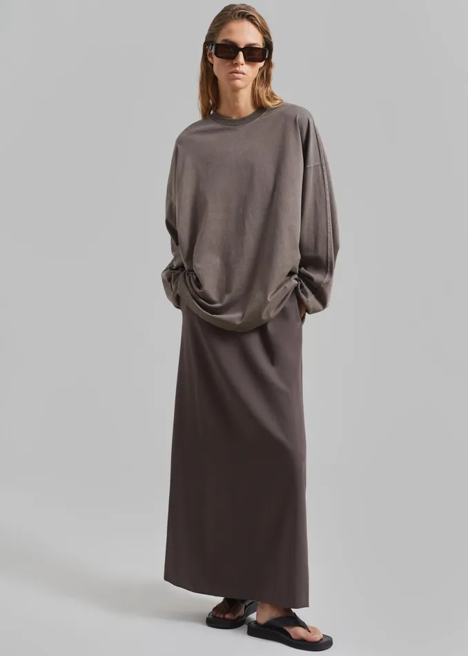 The Frankie Shop Tops Collins Long Sleeve Tee 8211 Brown 8211 Women
