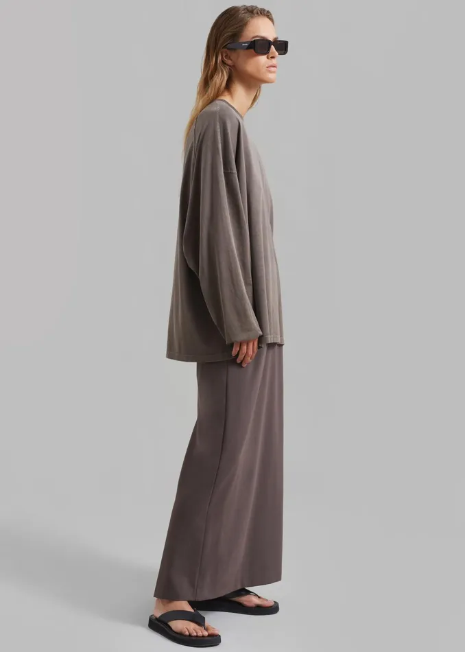 The Frankie Shop Tops Collins Long Sleeve Tee 8211 Brown 8211 Women