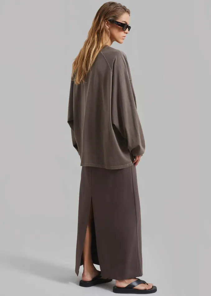 The Frankie Shop Tops Collins Long Sleeve Tee 8211 Brown 8211 Women