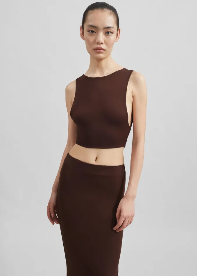 The Frankie Shop Tops Evangeline Cropped Tank 8211 Brown 8211 Women